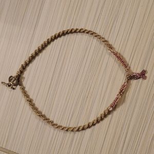Breast Cancer Awareness Pink Ribbon Hemp Necklace - 16"